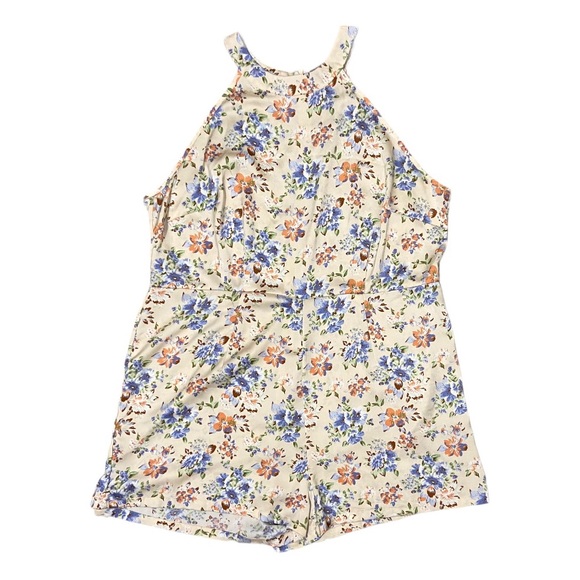 YOINS Pants - YOINS Women's Plus Size 2X Satin Romper Floral Light Yellow Multicolor